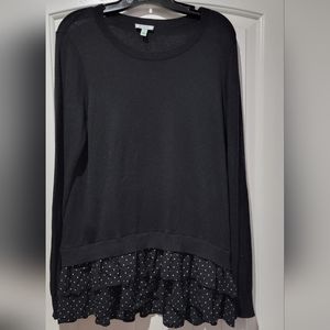 Susina Polka Dot Ruffled Sweater - Large